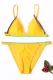 Yellow Padded Embroidered Trim Bikini