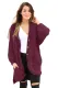 Burgundy Chenille Buttoned Sweater Cardigan