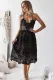 Black Crochet Lace Midi Party Dress