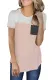 Pink Color Block Pocketed T Shirt