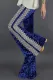 Blue Crochet Lace Velvet Flare Pants
