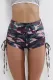 Green Camo Print High Waist Side Ruched Fitness Yoga Shorts