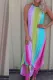 Multicolor Tie Dye Halter Neck Sleeveless Maxi Dress