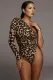 Leopard Print One-shoulder Bodysuit