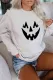 Beige Crew Neck Pumpkin Print Halloween Sweatshirt