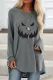 Gray Halloween Printed Pullover Long Sleeve Tunic Top