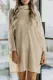 Khaki Cowl Neck Long Sleeve Pocketed Knit Mini Dress