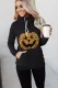Black Cowl Neck Pumpkin Print Halloween Hoodie