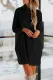 Black Cowl Neck Long Sleeve Pocketed Knit Mini Dress