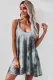 Gray U Neck Gradient Color Printed Sling Sleeveless Swing Mini Dress