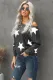 Fashion Five-pointed Star Print Round Neck Gray Sweatshirt