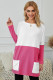 Rose Colorblock Casual Long Sleeve Tunic with Pockets