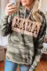 Green Camo Print Letter Drawstring Hoodie with Pocket
