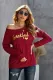 Burgundy THANKFUL Print Off Shoulder Long Sleeve Top without Strap