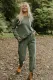 Green Embroidered Crosses Pattern Knit Sweatshirt and Joggers Set