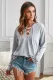 Light Gray Split Neck Lace-up Solid Color Hoodie