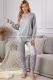 Gray Star Print Long Sleeve Top & Drawstring Pants Loungewear