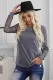 Gray Lace Long Sleeve Top