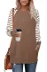 Brown Pocketed Striped Raglan Sleeves Sweatshirt