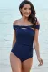 Blue Criss Cross Off Shoulder Ruched One-piece Swimwear
