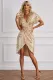 Gold V Neck Holiday Party Sequin Dress