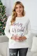 White Crew Collar Colorful Letter Print Christmas Sweatshirt