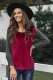 Red Round Neck Color Block Velvet Pleated Long Sleeve Top