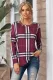 Plaid Pocketed Long Sleeve Top with Suede Elbow Patch