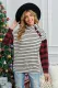 Plaid Patchwork Striped Button Long Sleeve Top
