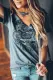 Gray Funny Motorcycle Printed Halter V-Neck Short Sleeve Graphic Tee