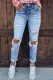 Distressed Detail Straight Jeans