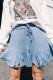 Blue Korean High Waist Tutu Pleated Mini Skirt