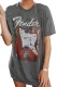 Vintage Ripped Crew Neck Guitar Graphic Long T-shirt