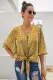 Yellow Floral Print Button Tie Top