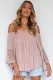 Pink Off The Shoulder Sheer Patchwork Ruffle Blouse