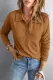 Brown Button Front Turn-down Neck Knit Top