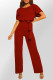 Red Oh So Glam Belted Wide Leg Jumpsuit