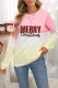 Merry Christmas Plaid Color Block Pullover Sweatshirt