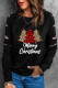 Merry Christmas Plaid Leopard Print Cut Out Long Sleeve Sweatshirt