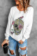 Floral Leopard Skull Print Crew Neck Graphic Sweatshirt