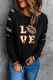 Valentine LOVE Leopard Print Cut-out Long Sleeve Sweatshirt