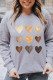Gray Valentine Heart Print Crew Neck Pullover Sweatshirt
