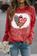 Valentine Striped Leopard Heart Print Graphic Sweatshirt