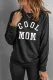 Black COOL MOM Print Crewneck Pullover Sweatshirt