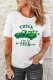 White St. Patrick's Day Clover Letter Car Print Graphic Tee