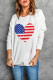 White American Flag Heart Shaped Print Pullover Sweatshirt