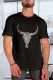 Black Letter Cow Head Print O Neck Slim-fit Short Sleeve Men's Top