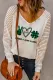 White Plaid Letter Pattern Print Mesh Patchwork Long Sleeve Top