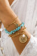 Gold Turquoise Stones Chained Bracelets with Decor