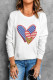 White Star Striped Leopard Heart Print Graphic Sweatshirt